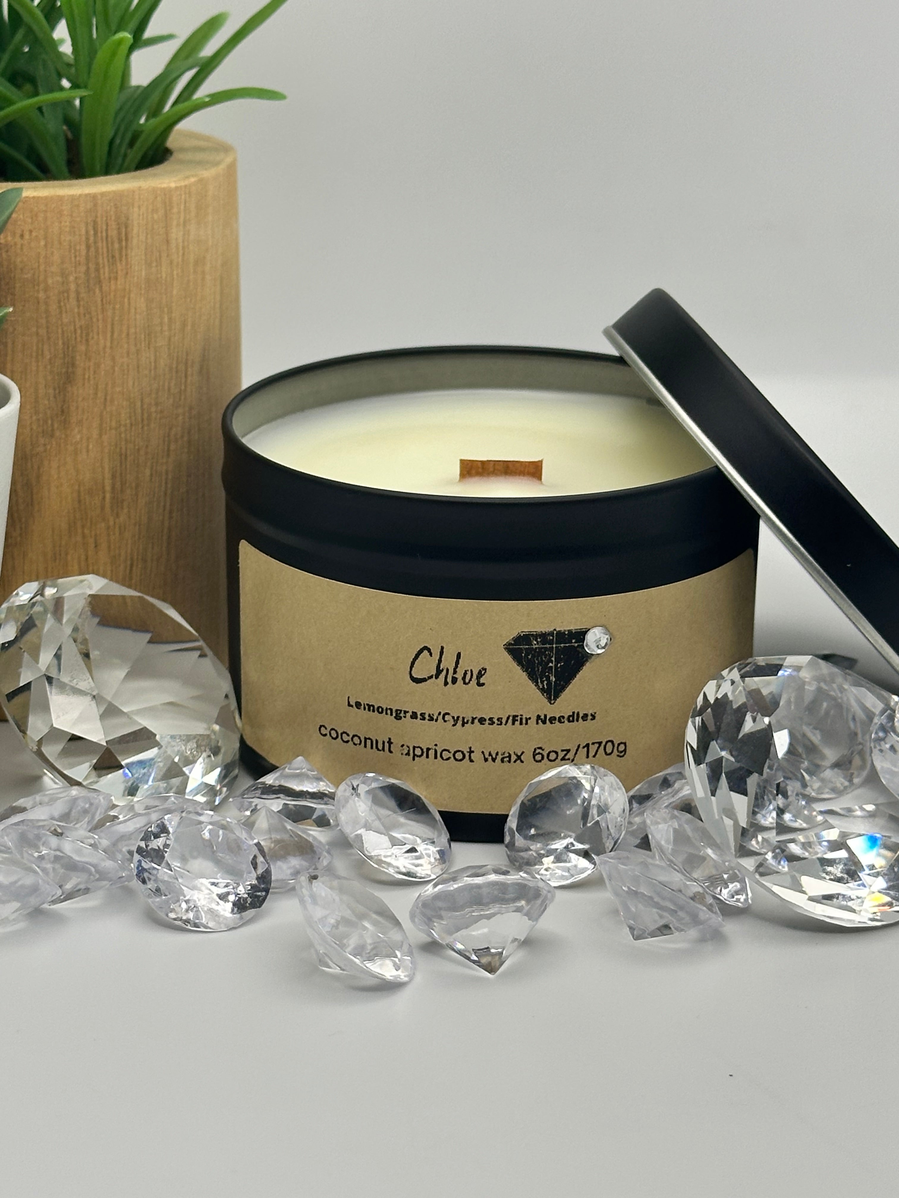 Chloe Diamond Candle - 6oz Black Tin
