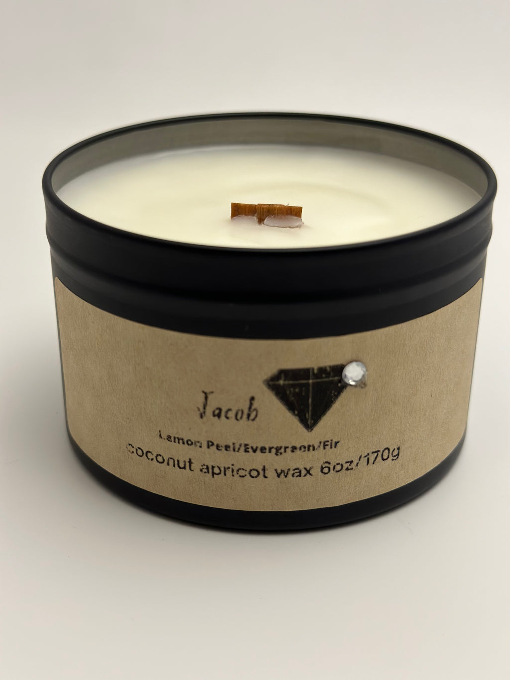 Jacob Diamond Candle - 6oz Black Tin