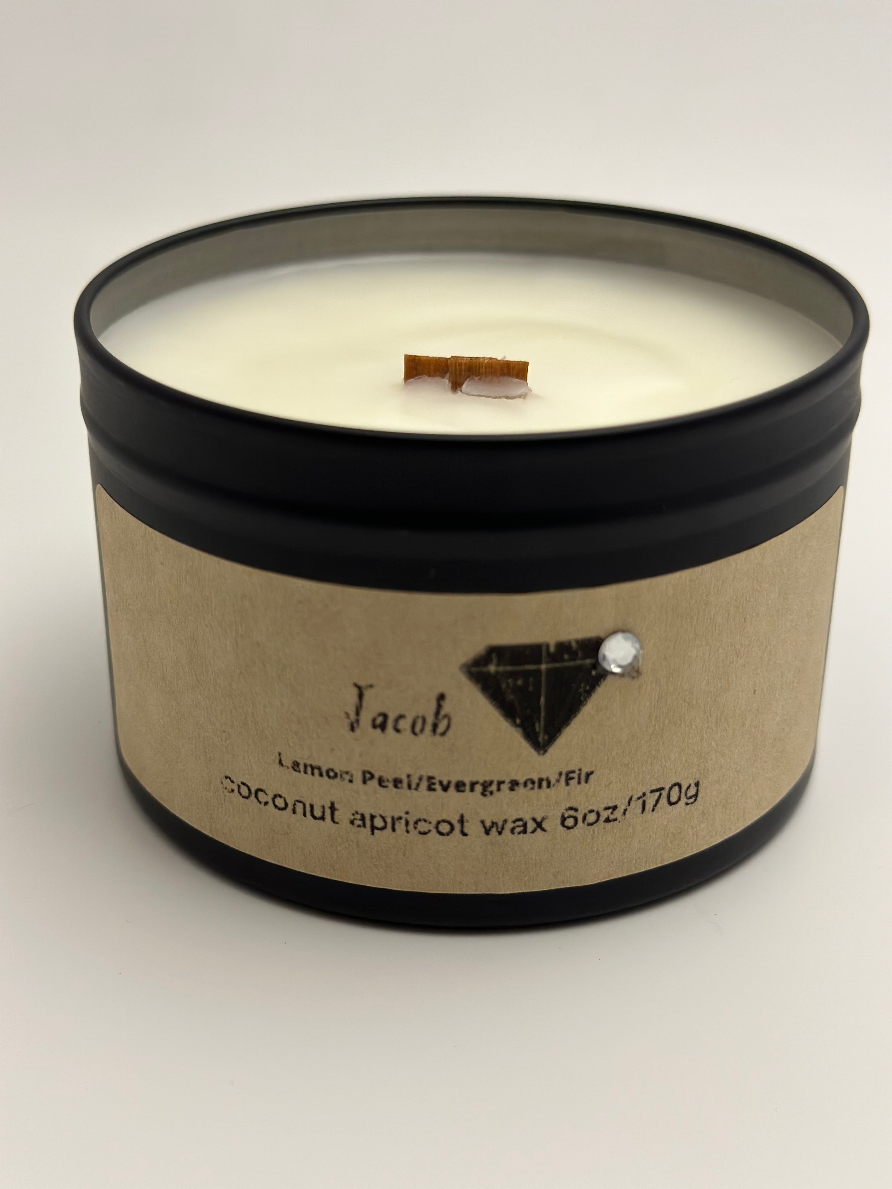 Jacob Diamond Candle - 6oz Black Tin