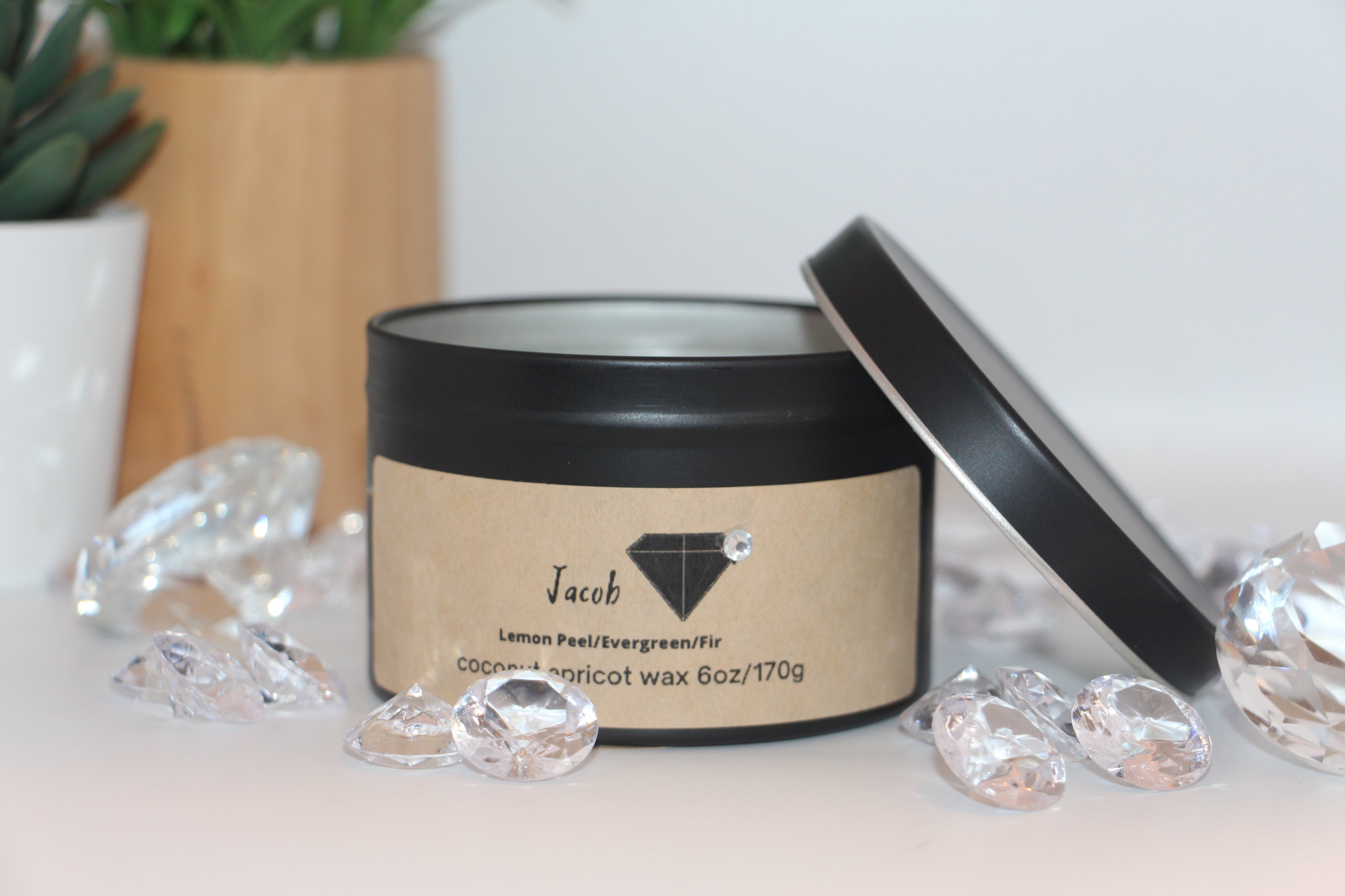 Jacob Diamond Candle - 6oz Black Tin
