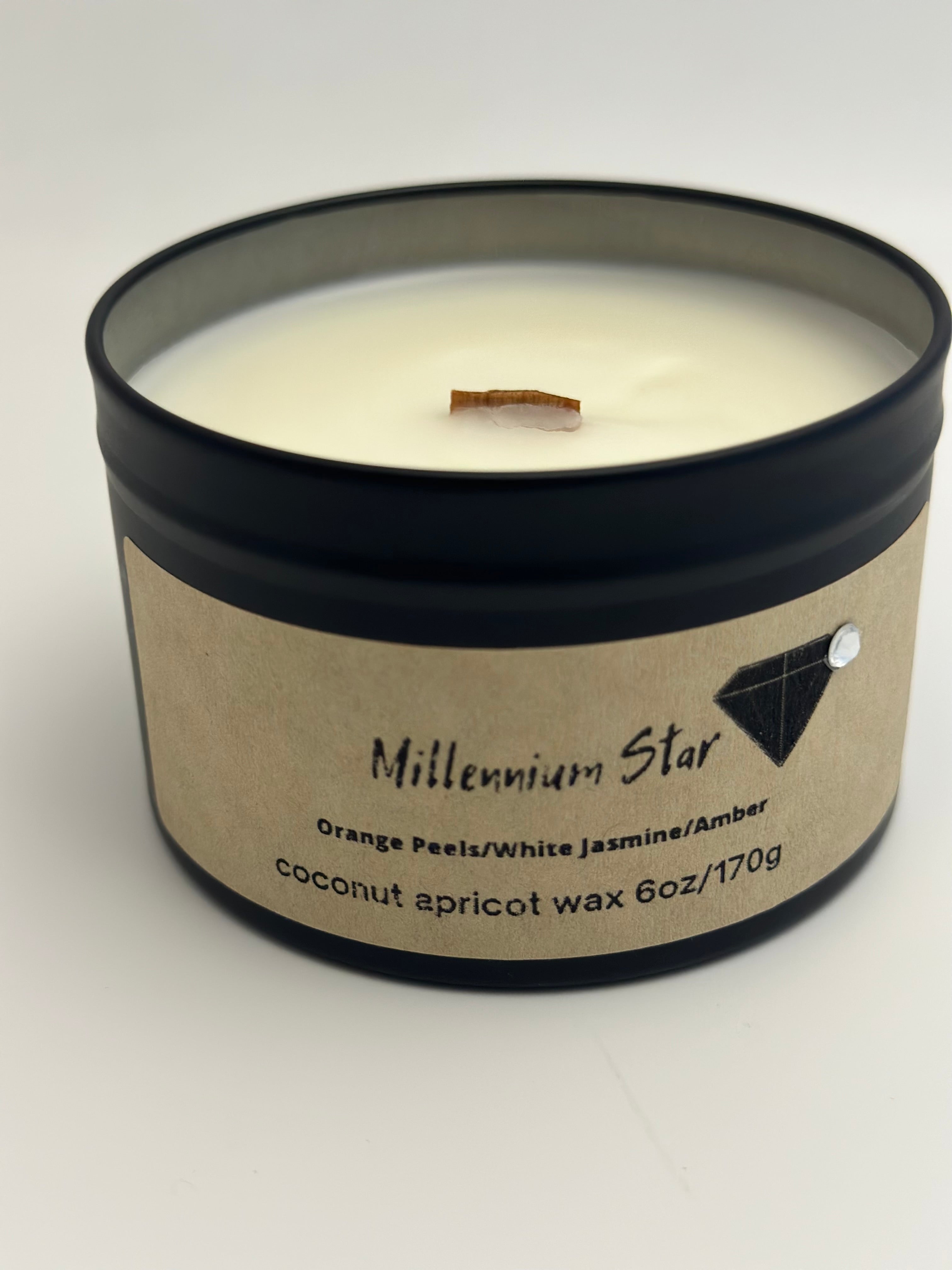 Millennium Star Diamond Candle - 6oz Black Tin