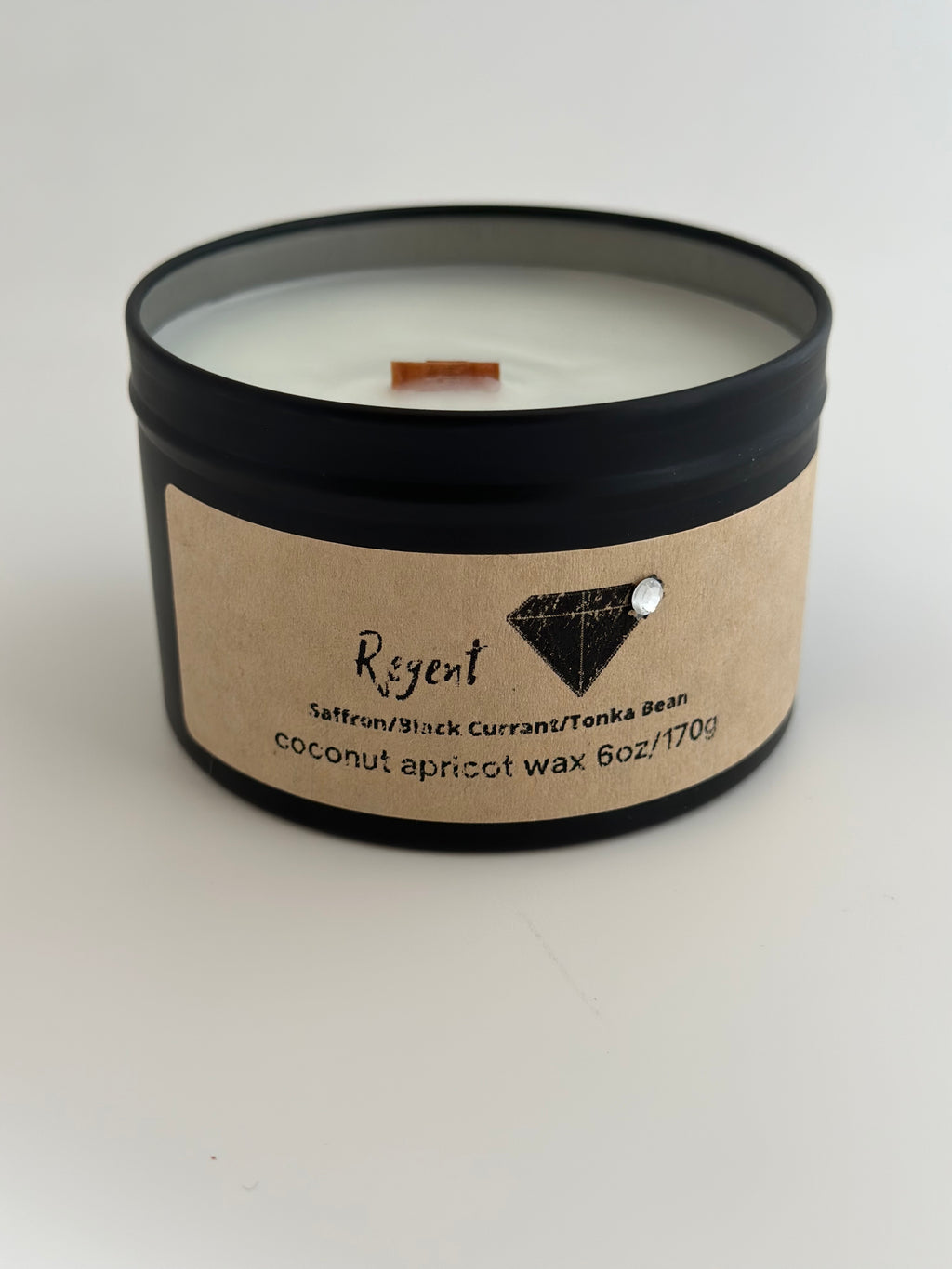 Regent Diamond Candle - 6oz Black Tin