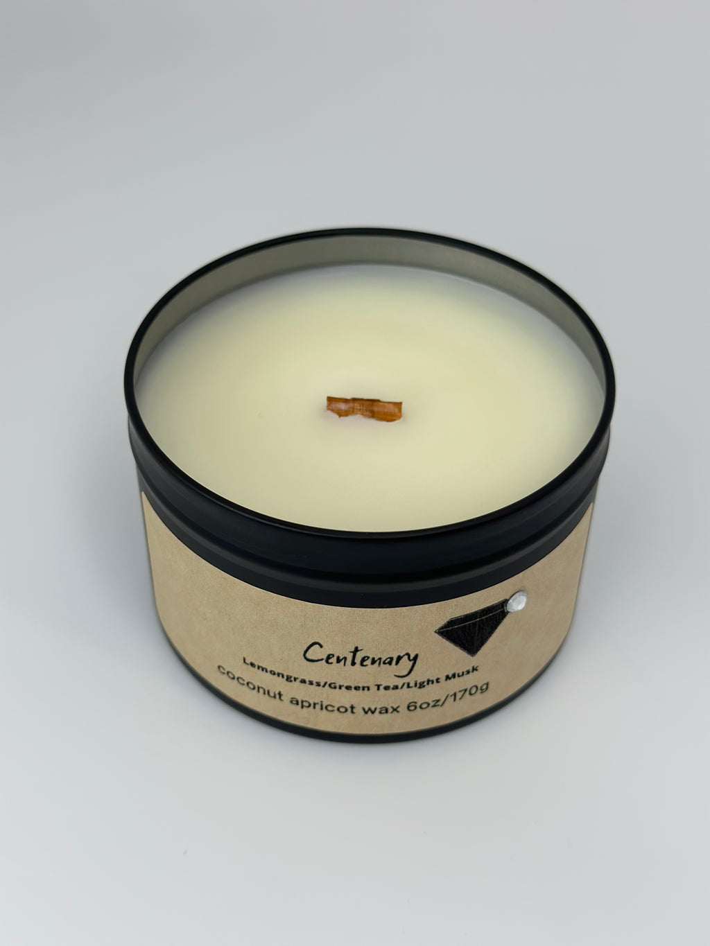 Centenary Diamond Candle - 6oz Black Tin