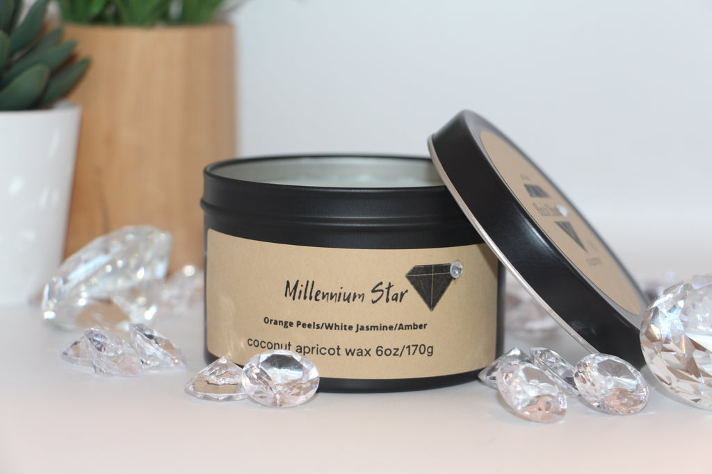 Millennium Star Diamond Candle - 6oz Black Tin