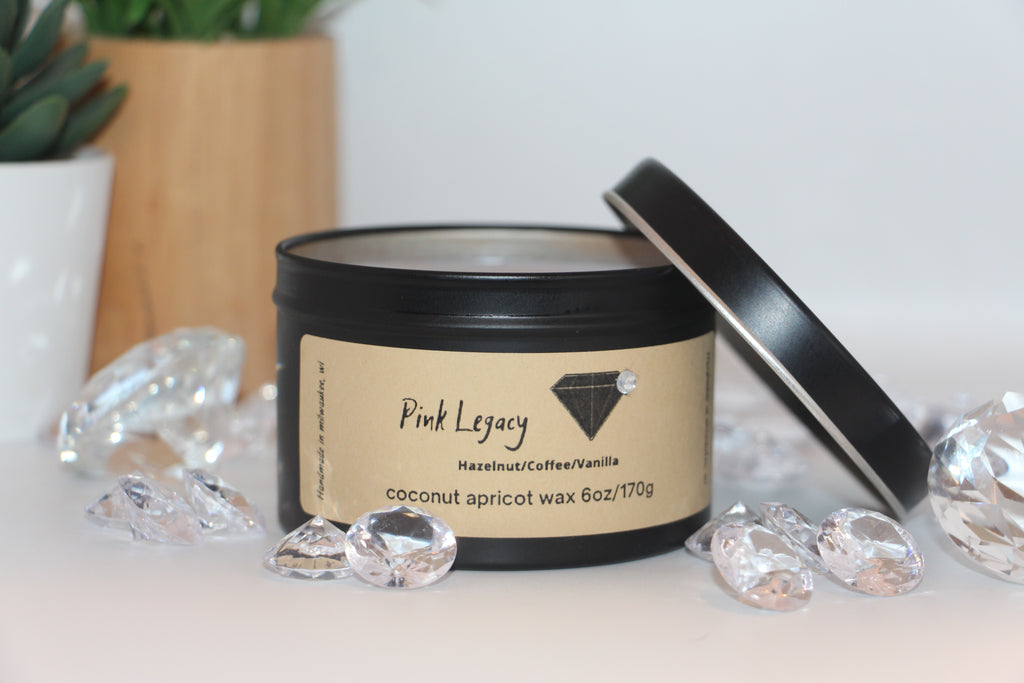 Pink Legacy Diamond Candle - 6oz Black Tin