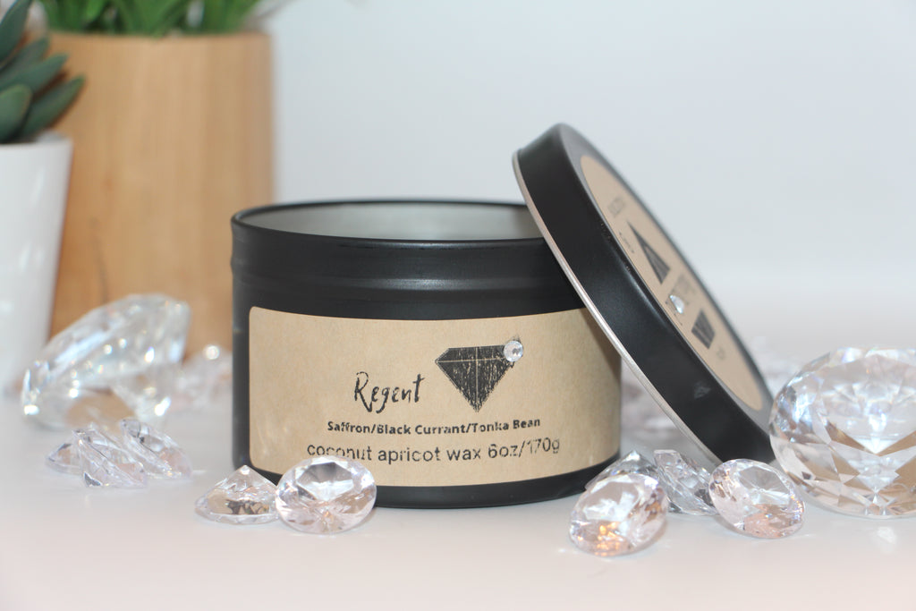 Regent Diamond Candle - 6oz Black Tin